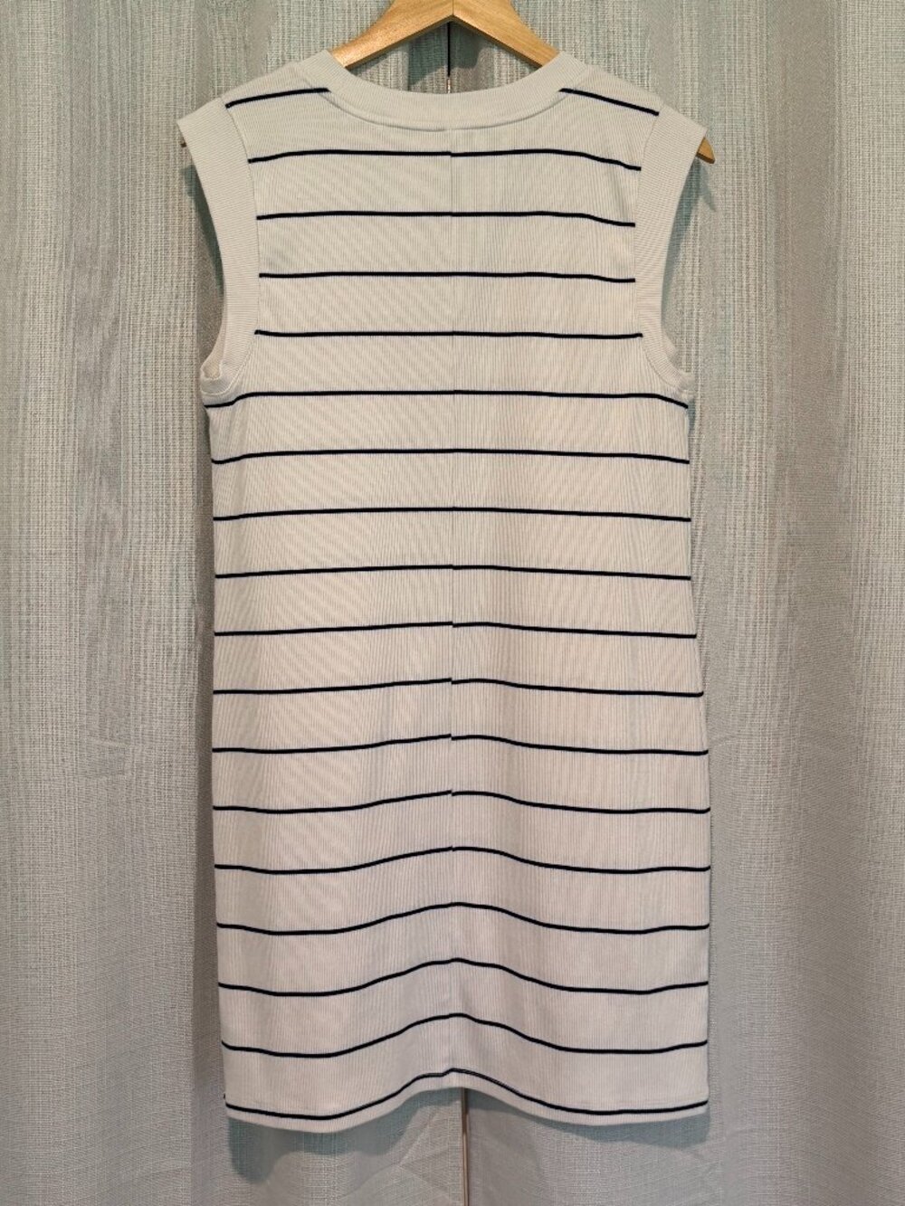 A New Day Sleeveless Knit Mini Shirt Dress - Blue/White, Size L - Picture 4 of 9
